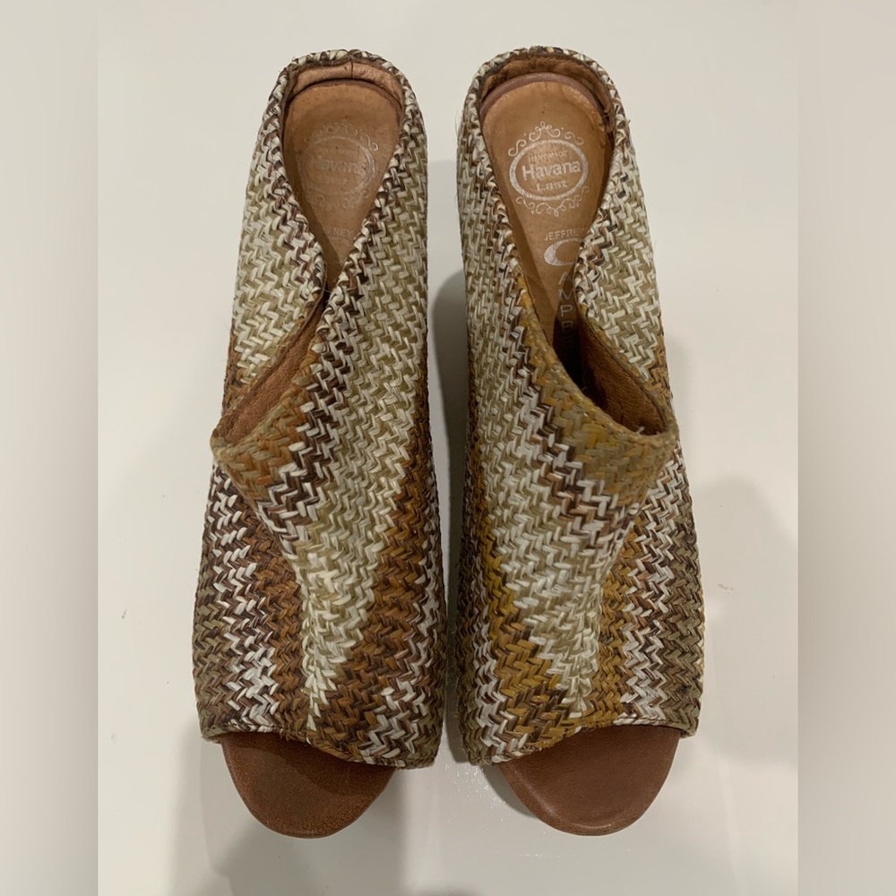 Jeffrey Campbell Virgo Wedge sandal neutral woven women’s size 9 - Picture 2 of 7